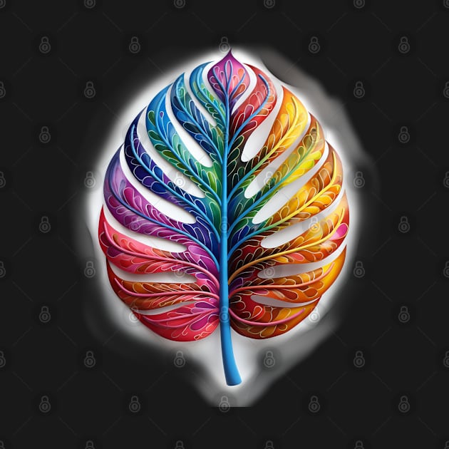 Rainbow monstera leaf by BloodRubyz