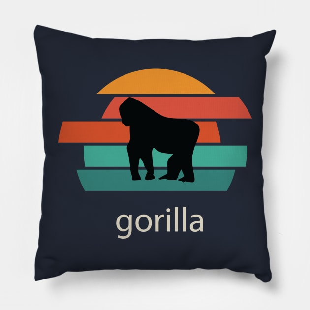 gorilla vintage Pillow by Mako Design 