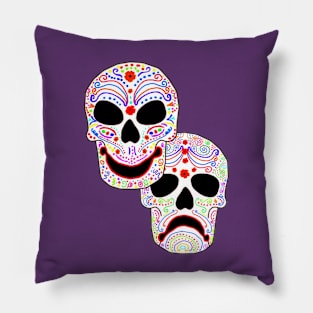 Colorful Muertos Comedy-Tragedy Pillow