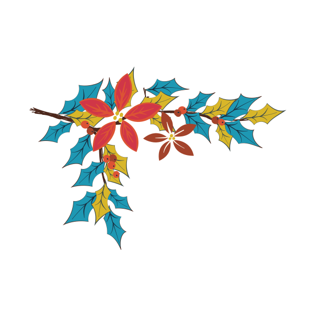 Cute Holly Poinsettia Branch by SWON Design
