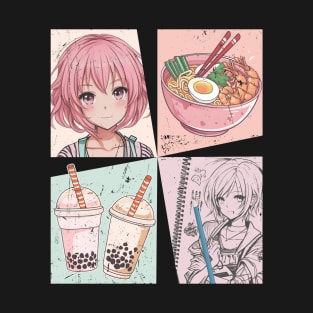 Anime Ramen Boba Sketching T-Shirt