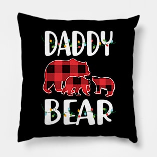 Daddy Bear Red Plaid Christmas Pajama Matching Family Gift Pillow