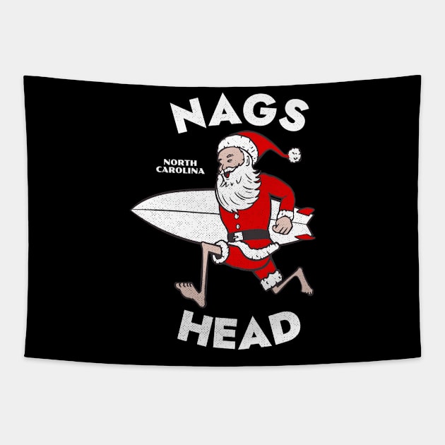 Nags Head, NC Christmas Vacationing Skiing Santa Tapestry by Contentarama