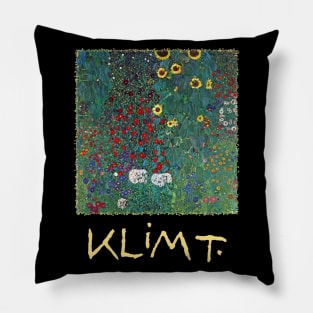 Farmergarden with Sunflower by Gustav Klimt Pillow