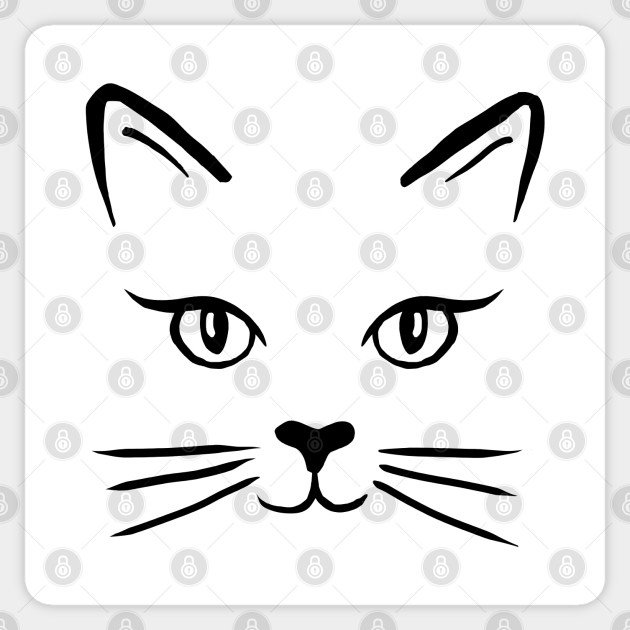 Cute Cat Face Cat Face Art Sticker Teepublic Uk