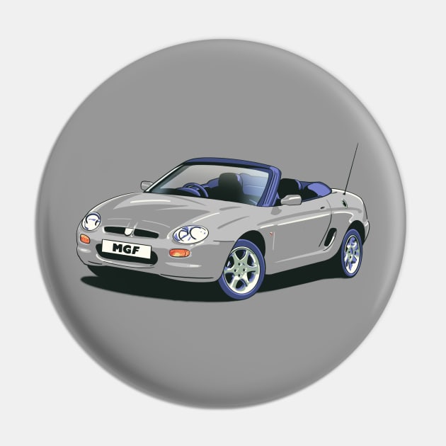 MG MGF Car in Platinum Silver Pin by Webazoot