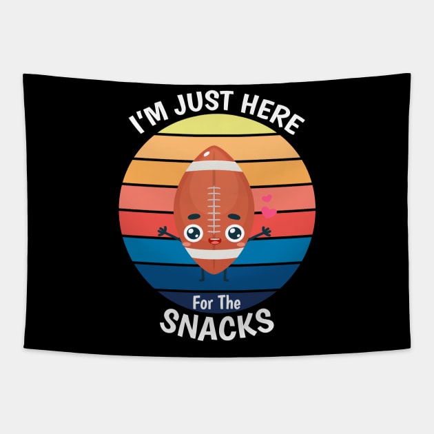 I'm Just Here For The Snacks Black Women Football Tapestry by ZimBom Designer