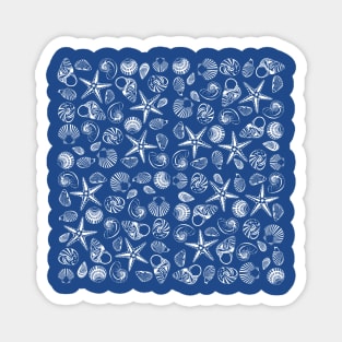 Navy blue seashell pattern Magnet