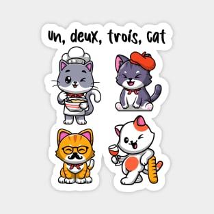 Un deux trois cat - cute French cats (on light colors) Magnet