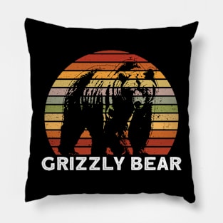 Retro Grizzly Bear - Grizzly Bear Pillow