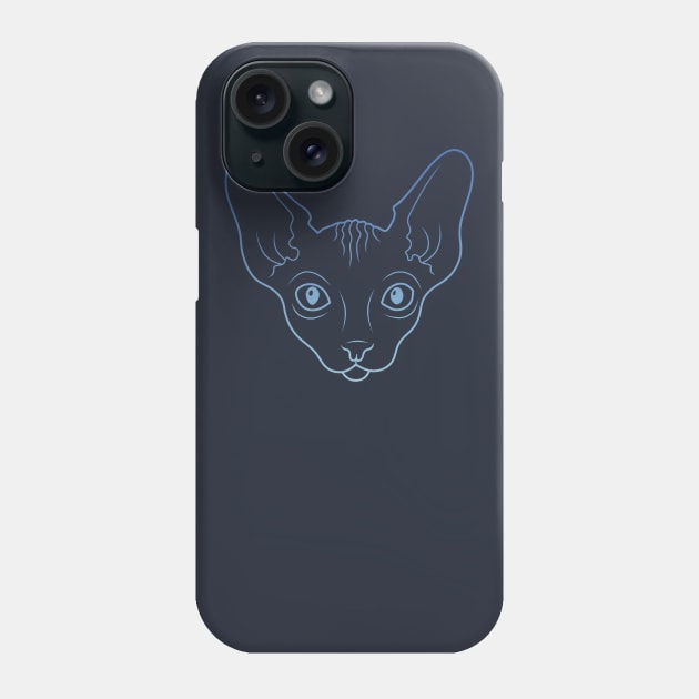 Blue Neon Sphynx cat Phone Case by ArtFork