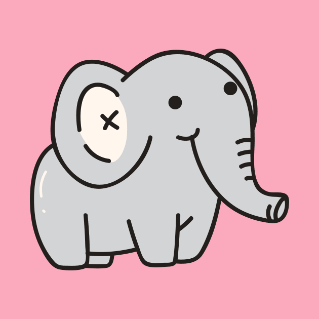 Cute Baby Elephant Doodle Drawing by SLAG_Creative