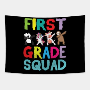 Animals Students Dabbing Back To School First Grade Squad Tapestry