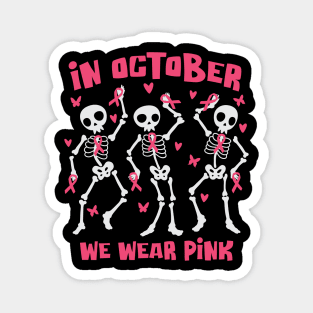 Breast Cancer Awareness Halloween Skeletons Dancing Magnet