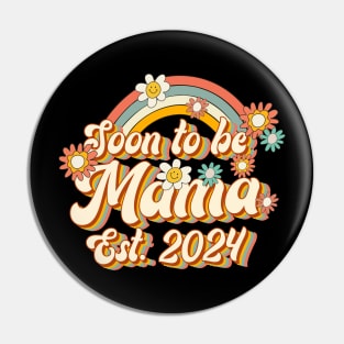 Soon To Be Mama Est. 2024 Family 60s 70s Hippie Costume Pin
