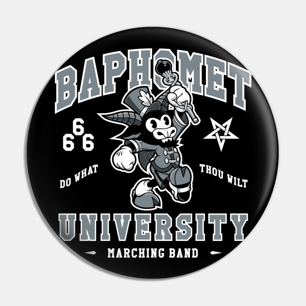Baphomet University - Vintage Cartoon Devil - Satanic Marching Band Pin by Nemons
