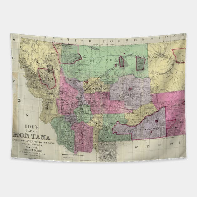 Vintage Map of Montana (1890) Tapestry by Bravuramedia