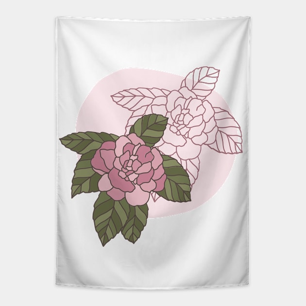 white light pink abstarct line art Tapestry by julidoesart