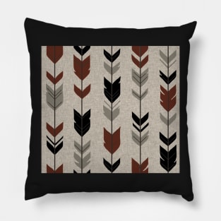 Arrow Feathers - Redstone Canyon - Maroon Black And Beige Pillow