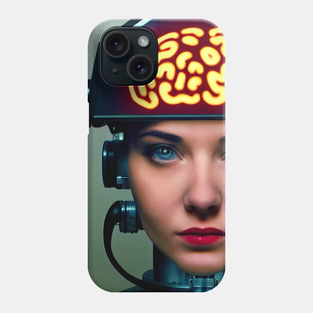 Android girl with a brain circuit Phone Case by Pikantz