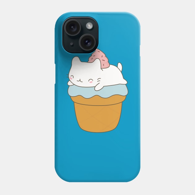 Kawaii Cat Ice Cream Cone T-Shirt Phone Case by happinessinatee