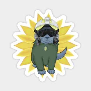 Pilot cat.Ghost of Kyiv.Best Cat. Magnet