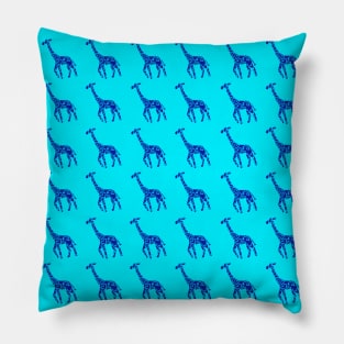 Blue Hearts Giraffe Pillow