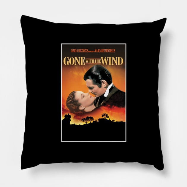 Gone With The Wind: Rhett And Scarlett Movie Poster Pillow by Noir-N-More