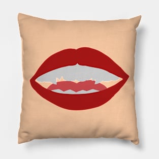 woman's lips with sharp fangs Pillow