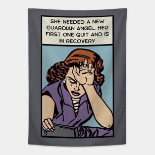 Comic Woman Needs New Guardian Angel Tapestry