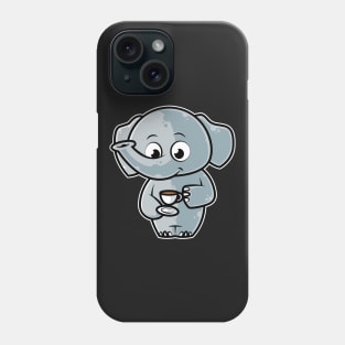 Cute Elephant Drinking Coffee Kawaii Neko Anime design Phone Case