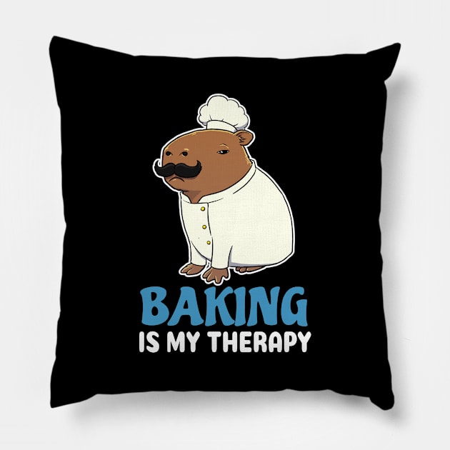 Baking is my therapy cartoon Capybara Chef Pillow by capydays