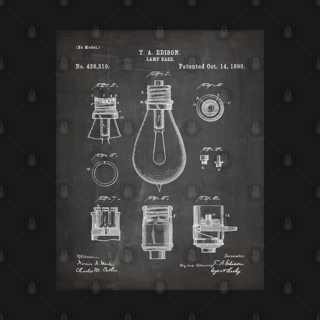 Edison Lamp Patent - New Homeowner Housewarming Décor Art - Black Chalkboard by patentpress