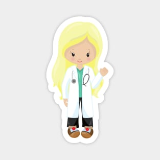 Doctor, Nurse, Stethoscope, Lab Coat, Blonde Hair Magnet