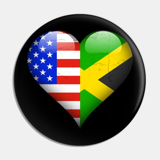 Half American Half Jamaican - Gift for Jamaican From Jamaica Pin by Country Flags