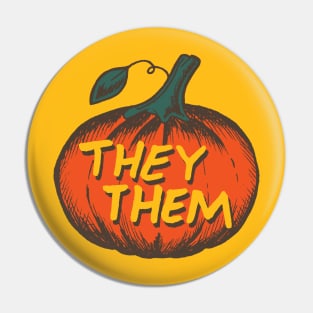 LGBTQIA+ They them Pronouns Jack-O-Lantern Pumpkin Pin