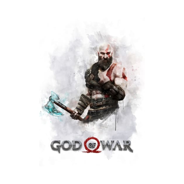 Kratos God of War watercolor by PetsArt