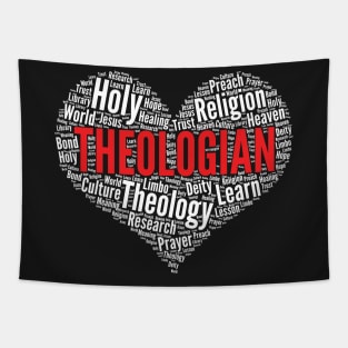 Theologian Heart Shape Word Cloud Design design Tapestry