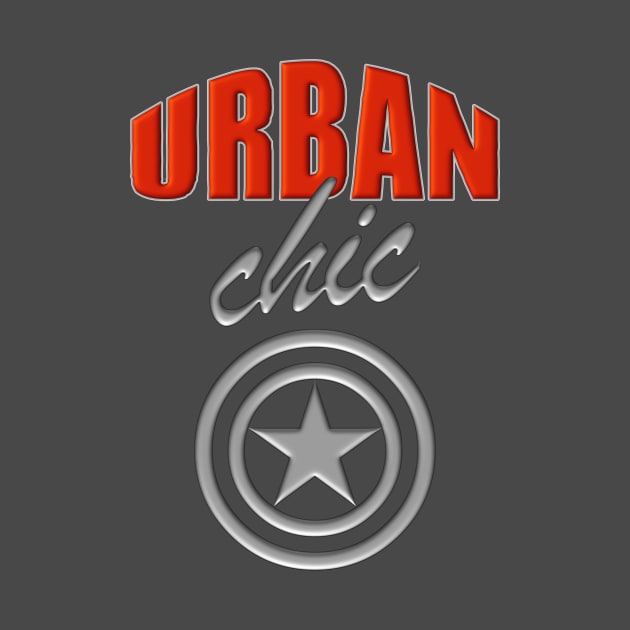 Urban Chic Fiery Orange-Red And Metallic Silver Logo-Style Design by Suzette Ransome Illustration & Design