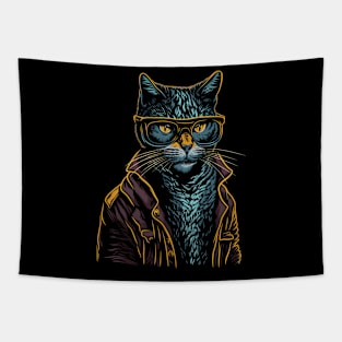 Geek Glasses Cat Tapestry