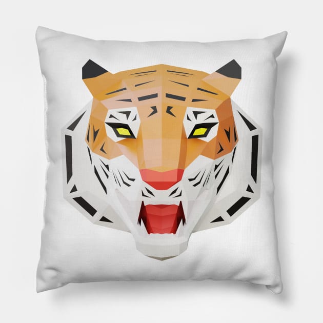 Low poly Tiger Head in full face (art2) Pillow by 3DVictory