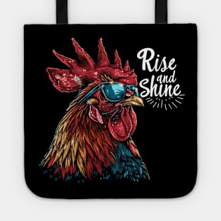 Rise and Shine - Rooster (with White Lettering) Tote