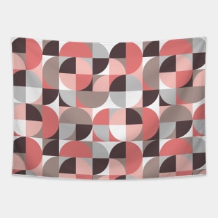 Coral and Brown Vintage Geometry Tapestry