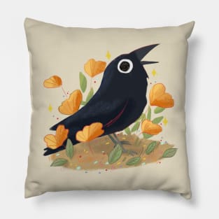 Cute crow illustration Pillow
