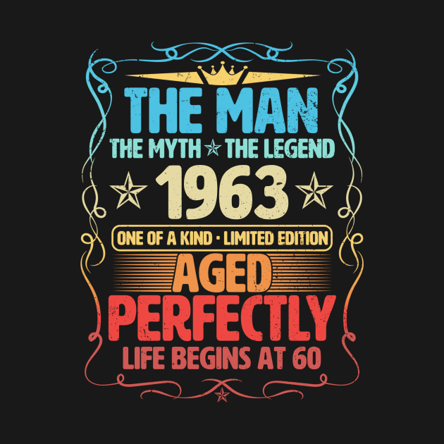 The Man 1963 Aged Perfectly Life Begins At 60th Birthday by Foshaylavona.Artwork