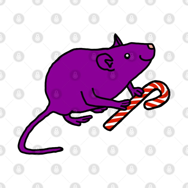 Purple Rat holding Candy Cane at Christmas by ellenhenryart
