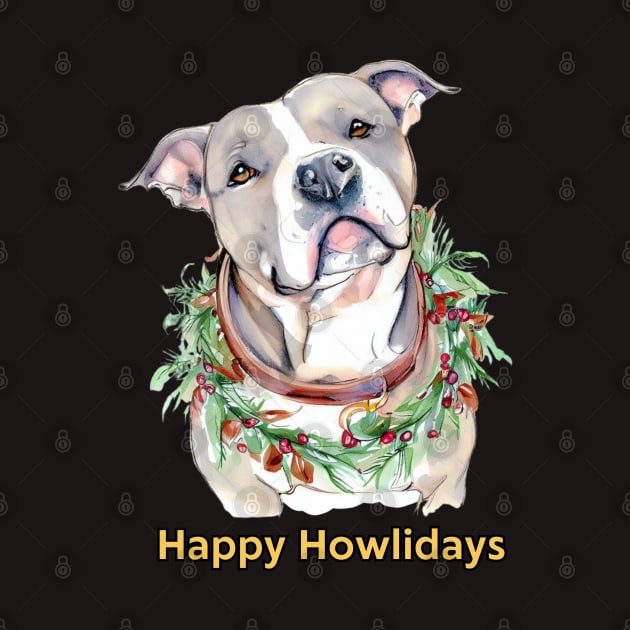 Happy Howlidays Pit bull by ZogDog Pro