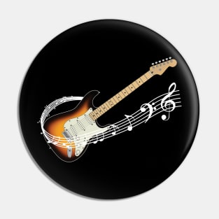 Music Staff Sunburst Electric Guitar Pin