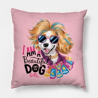 A vibrant and whimsical 4k vector illustration showcases a delightful Dog, adorned with sunglasses and exuding an infectious charm. (3) Pillow