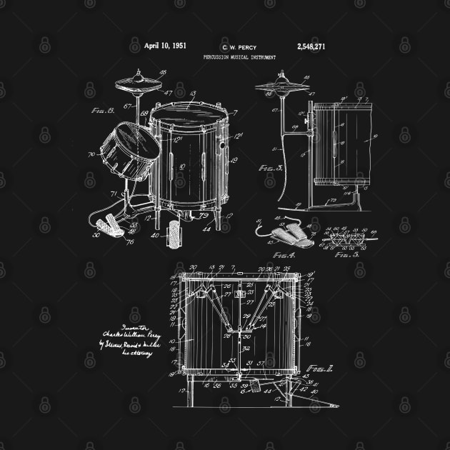 Drum Kit Player Gift 1951 Drum Set Patent Print by MadebyDesign